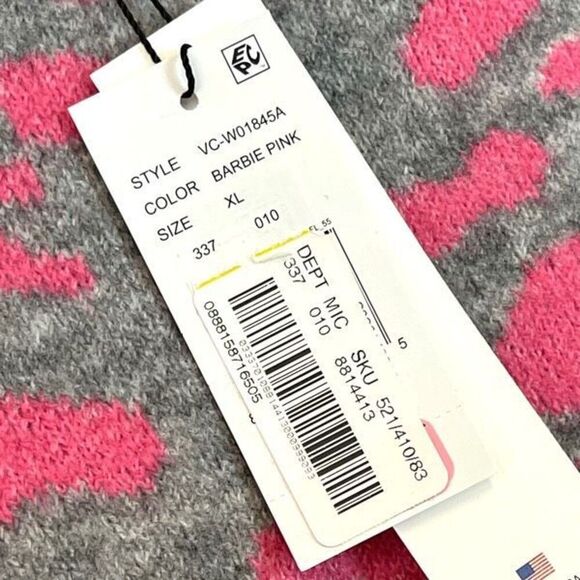 NWT Vigoss Sweater Womens XL Barbie Pink Leopard Print Knit Pullover Long Sleeve - Picture 6 of 15